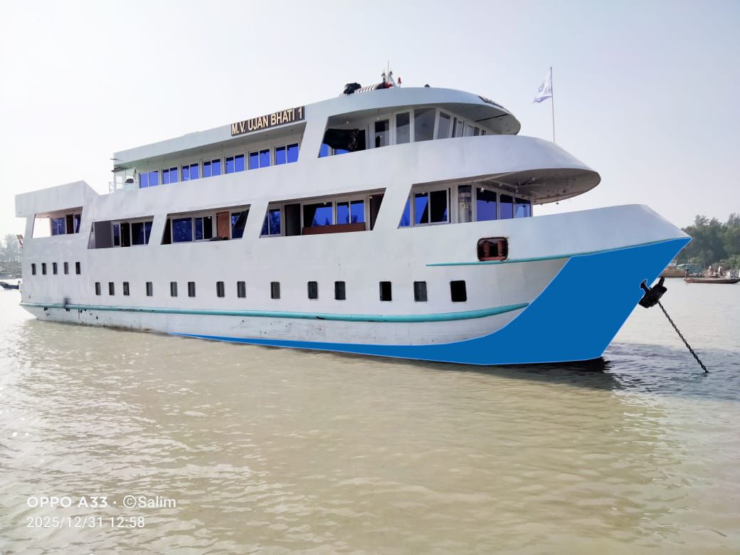 M.V. Ujan Bhati-1 sailing in the Sundarbans